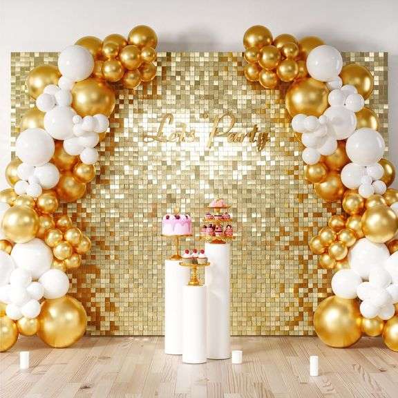 COKAOBE Light Gold Sequin Backdrop 48PCS image
