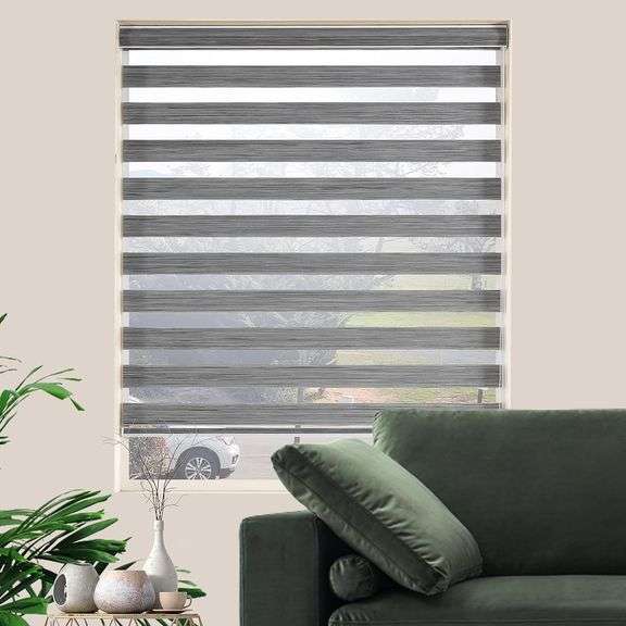 Dual Layer Zebra Roller Shades, Grey (W40xH72) image