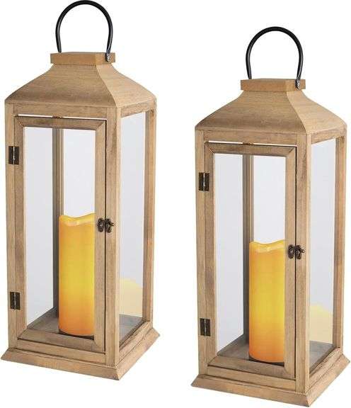 Bdor 2-Pack 22.5" Lanterns w/ Flameless Pillars image