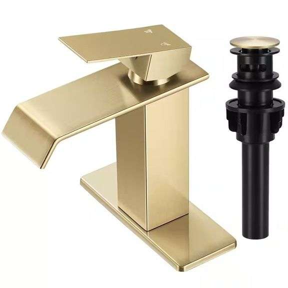 Waterfall Single Hole Faucet, Brushed Gold image