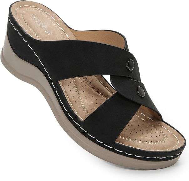 Low Wedge Sandals for Women, Slip-On Platform Size 5 image