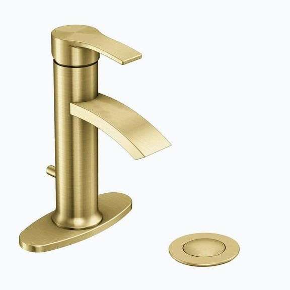 Garrick Matte Gold Single-Hole Bathroom Faucet image
