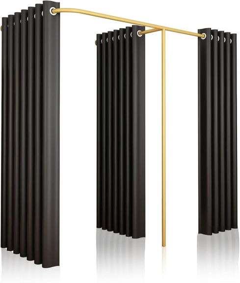 F-Shape Dressing Room Divider Curtains, Black image