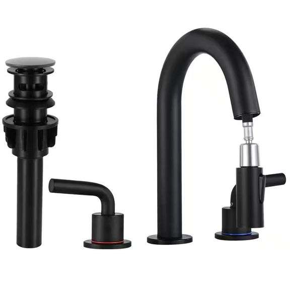 8 in. Widespread Matte Black Faucet with Sprayer image