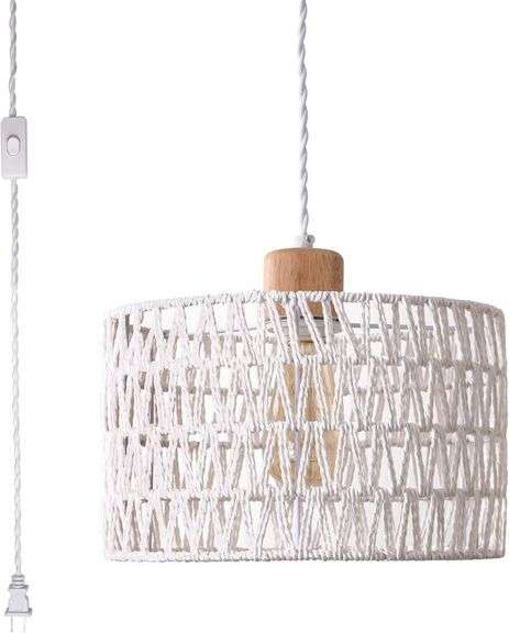 Plug-in Pendant Light with Rattan Lampshade image