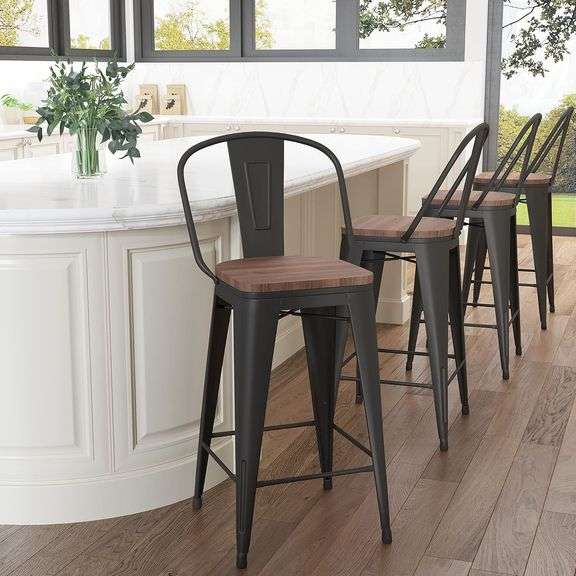Aklaus 26" Bar Stool Set (4) with Backs image