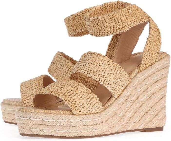 VICKI VICKI Raffia Wedge Sandals, Natural 8.5 image