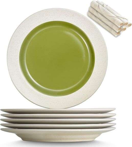 Ceramic Dinner Set: 6 Plates (10.5") & Mats (15") image