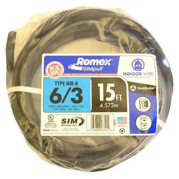 15 ft. 6/3 Black Romex SIMpull CU NM-B W/G Wire image