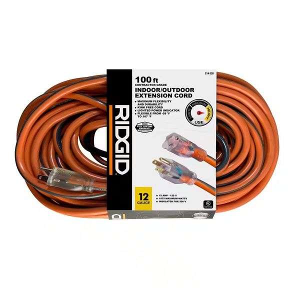 100 ft. 12/3 Heavy Duty Extension Cord, Orange image