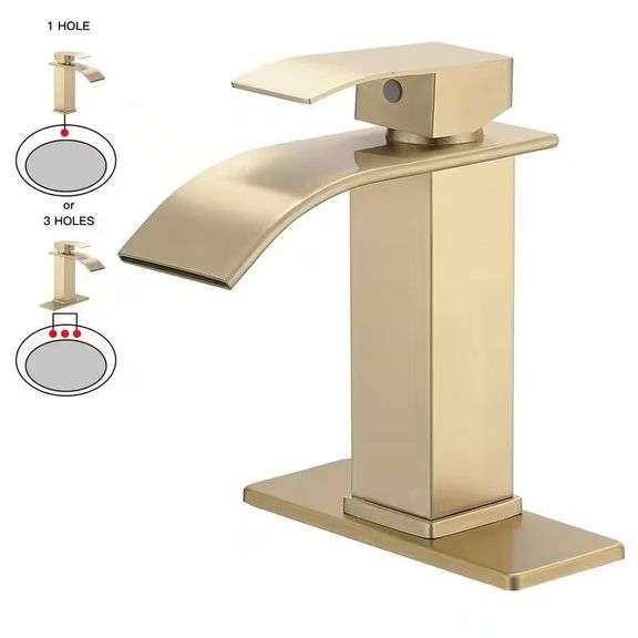 Waterfall Single Handle Vanity Faucet Brushed Gold image