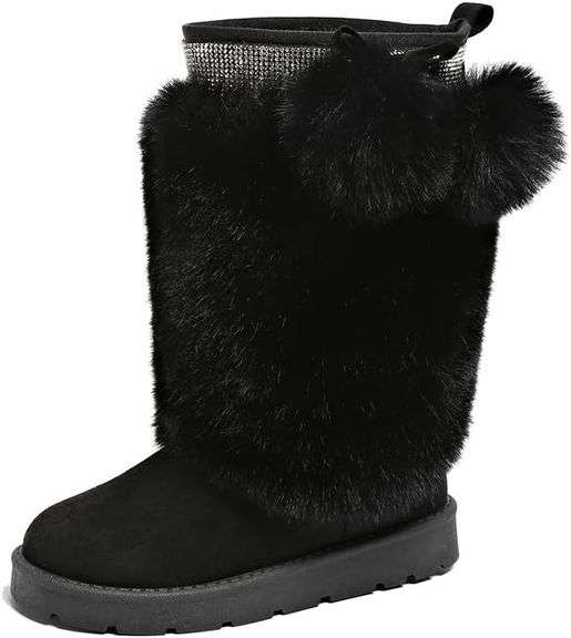 Women s Mid-Calf Fur Lined Snow Boots Size 10