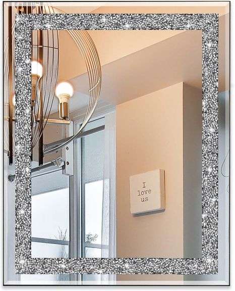 Ruomeng Rectangular Wall Mirror 16x20 Crystal image