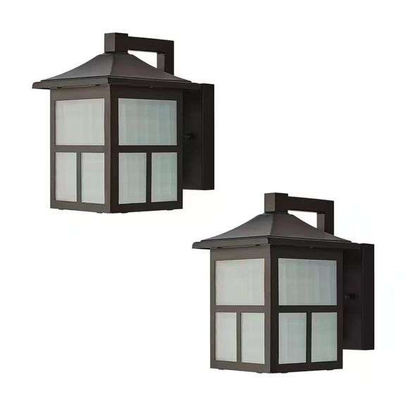 Black Integrated LED Wall Lantern (2-Pack). image