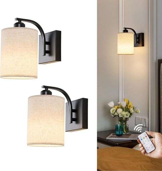 Black Rechargeable Wall Sconces Set of 2 image