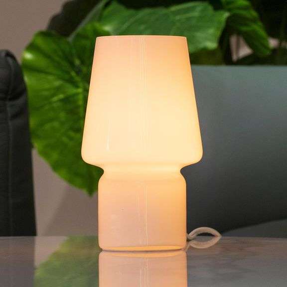 Mushroom Lamp, Small Glass Table Lamp, White image