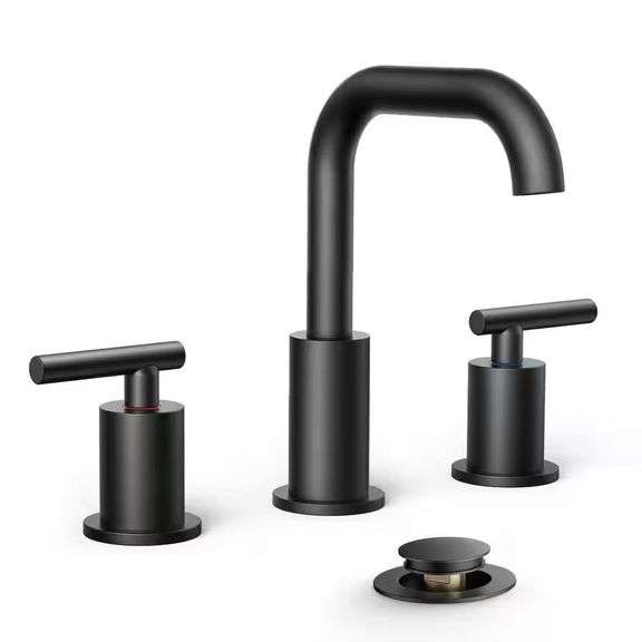 8 in. Widespread Double-Handle Bath Faucet, Black image