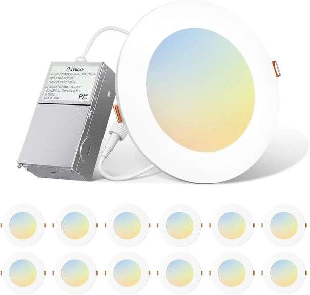 Amico 12-Pack 6" Ultra-Thin LED Recessed Light image