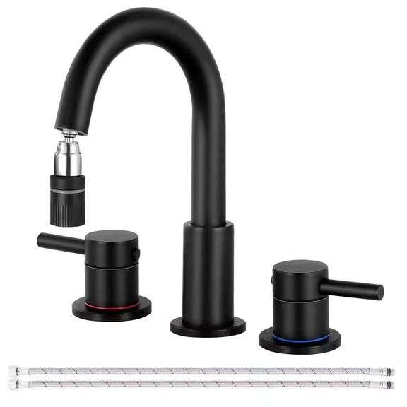 Matte Black Double-Handle 8" Widespread Faucet image