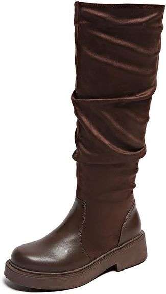 Women's Chunky Heel Riding Boots, Size 8 image