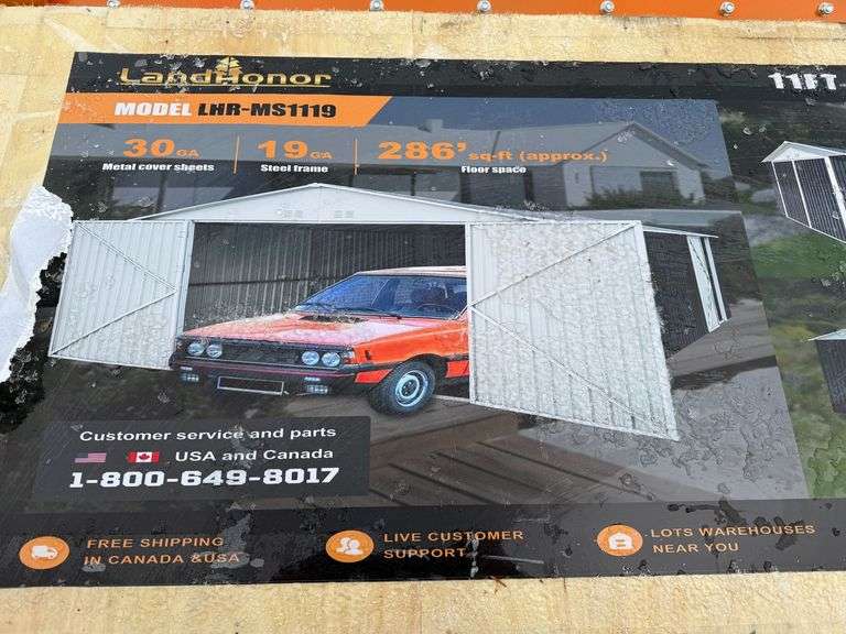 2025 Land Honor MS1119 11' x 19' Metal Garage Shed with Double Front Doors image