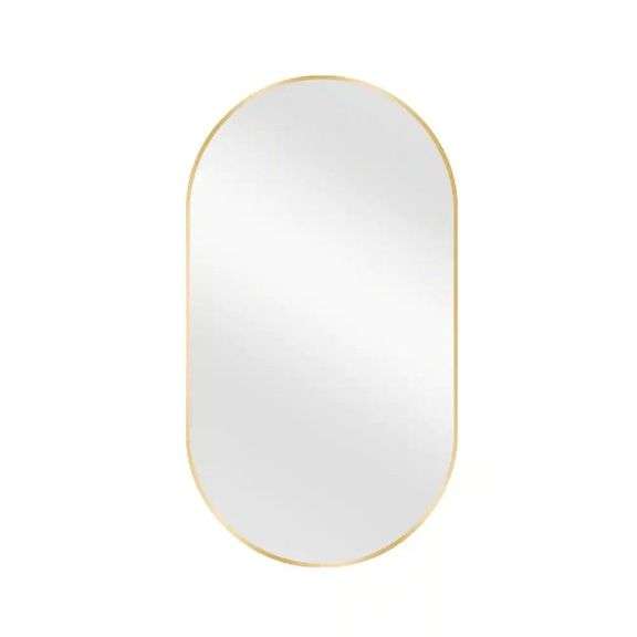 Oval Aluminum Framed Vanity Mirror, Gold image