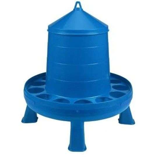 Poultry Feeder with Legs (Blue) - 26 Lbs image