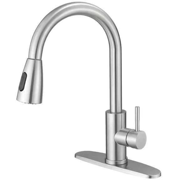 Single-Handle Pull-Down Faucet, Brushed Nickel image