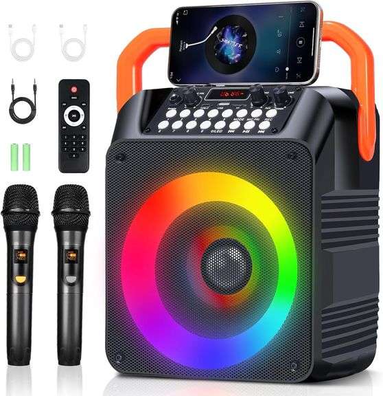 Karaoke Machine: 2 Wireless Mics, Bluetooth image