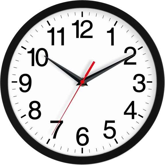 18 Inch Wall Clock, Silent Battery Clock (Black) image