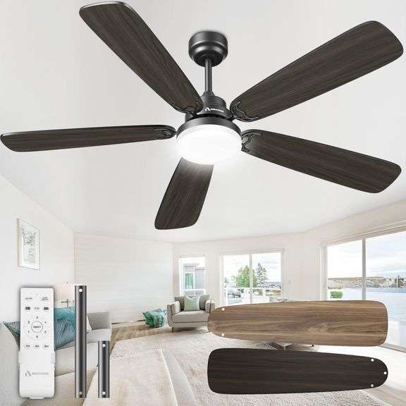 52 Inch Ceiling Fan with Light & Remote, Quiet DC image