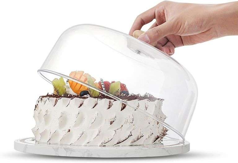 Marble Cake Stand with Acrylic Dome Lid image