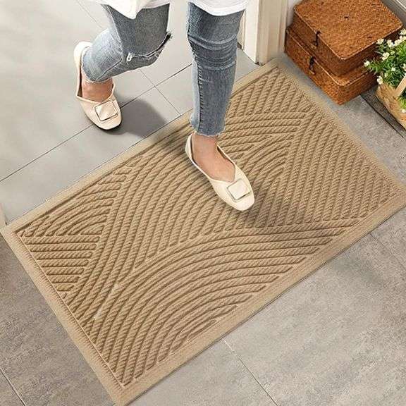 Sturdy Front Door Mat, Absorbent Doormat Beige image