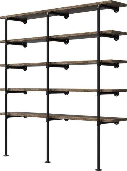 Industrial Retro Wall Mount Iron Pipe Shelf 3pc image
