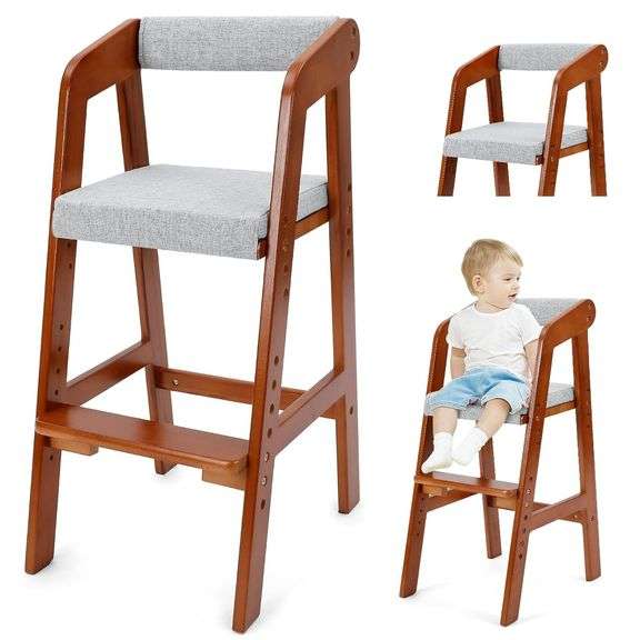 Wooden High Chair for Toddlers, Adjustable Chair image