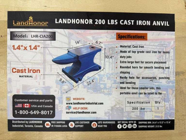 2025 Land Honor 200lbs Cast Iron Anvil image