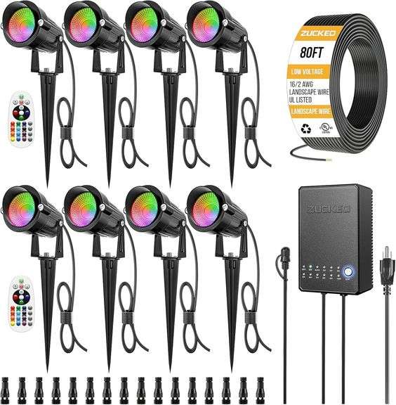 ZUCKEO RGBW Landscape Lighting Kit, 8-Pack, 5W image