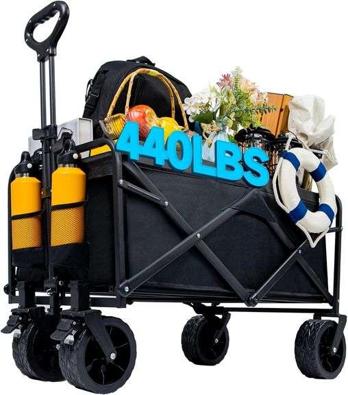 Collapsible Wagon: Heavy-Duty Folding Cart, Black image