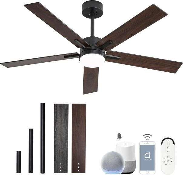 52" Ceiling Fan with Downrod, Smart Light & Remote image