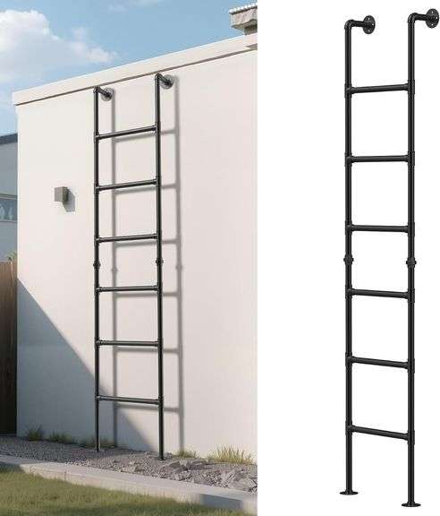 7FT Heavy Duty RV Bunk Bed Ladder - 355lbs, Black image