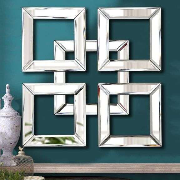 Silver Mirrored Wall Decor 16x16  Mirror image