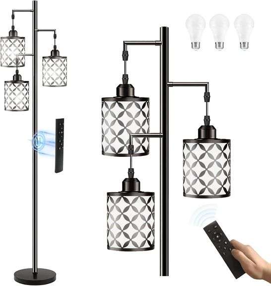 72" Dimmable Floor Lamp with Remote, White Shades image