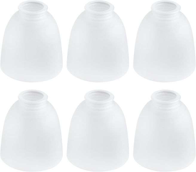 6-Pack White Frosted Glass Shades, Bell Shape image