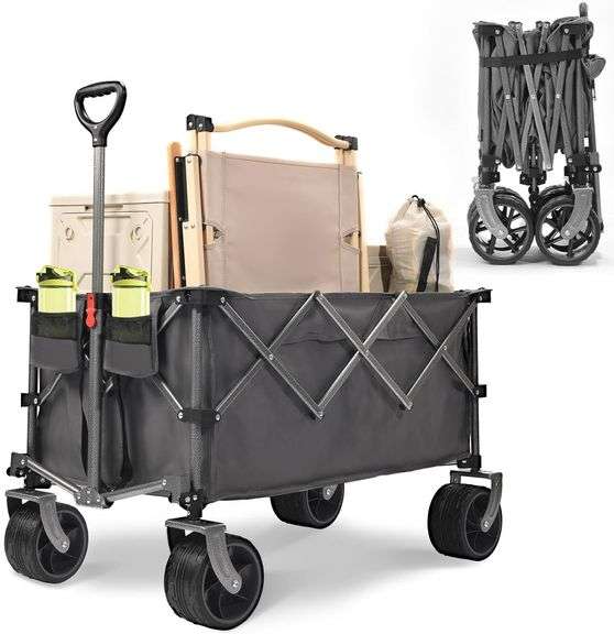 400L Heavy Duty Folding Wagon Cart 450LBS Grey image