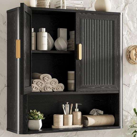 Bathroom Wall Cabinet, Medicine Cabinet, Black image