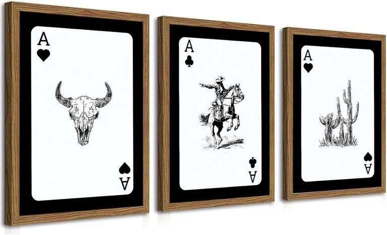 Western Cowboy Wall Art Set of 3, 12x16 in image