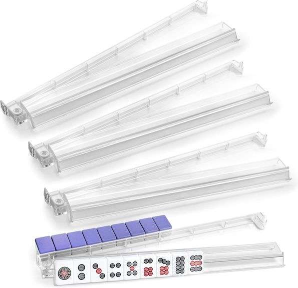 Mahjong Rack with Pushers, 4-Piece Acrylic Set image