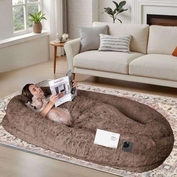 Egg Orthopedic Human Dog Bed, 78x44x12.5 Brown image