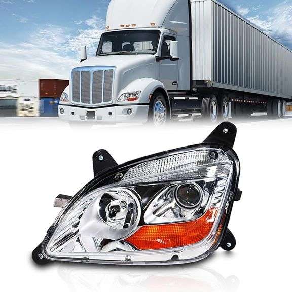 Peterbilt 579/587 Headlight, Left, Chrome image