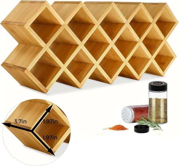 Bamboo Criss Cross Spice Rack Organizer, 18-Jar image